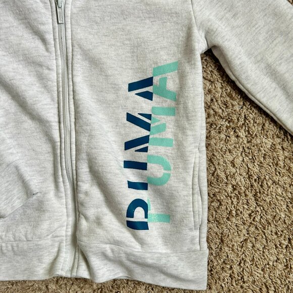 PUMA Girls' Gray Zip Up Hoodie I Size M - Picture 4 of 5